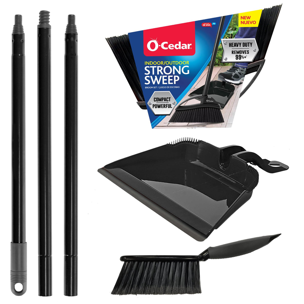 O-Cedar Pet Pro Broom with Step-On Dustpan | Removes Over 99% of Dust & Dirt in One Sweep | Removes 3X More Pet Hair | Quiet Cleaning Tool for Cat and Dog Owners