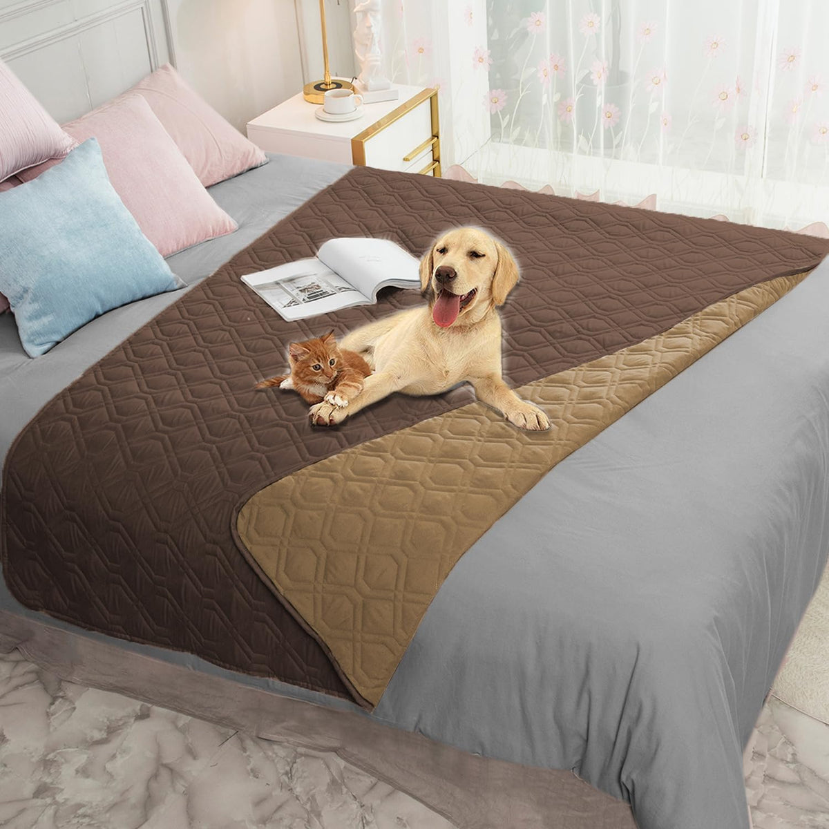 Ameritex Waterproof Dog Bed Blankets Cover for Bed Couch Sofa Reversible
