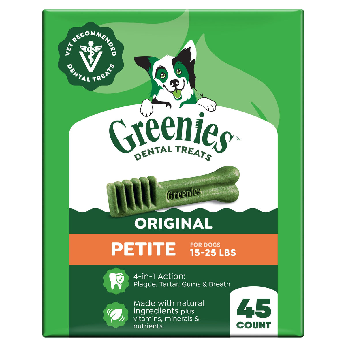 Greenies Petite Natural Dental Dog Treats, Original Flavor, 30 Count