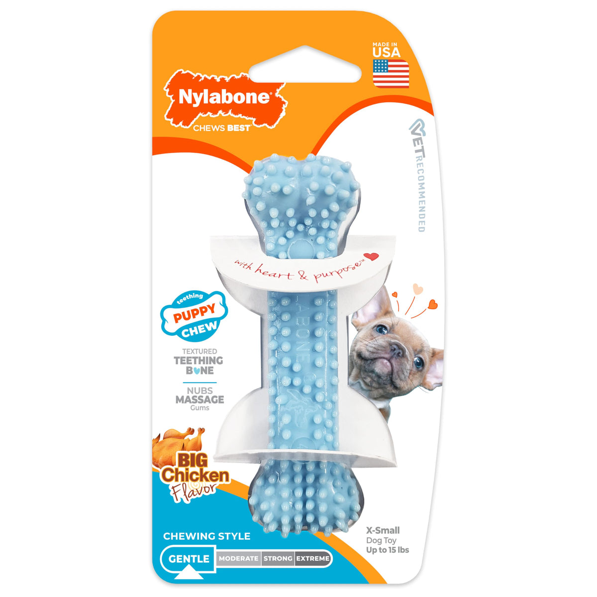 Nylabone New Puppy Starter Kit, Puppy Teething Toys, 3 Pack, Blue
