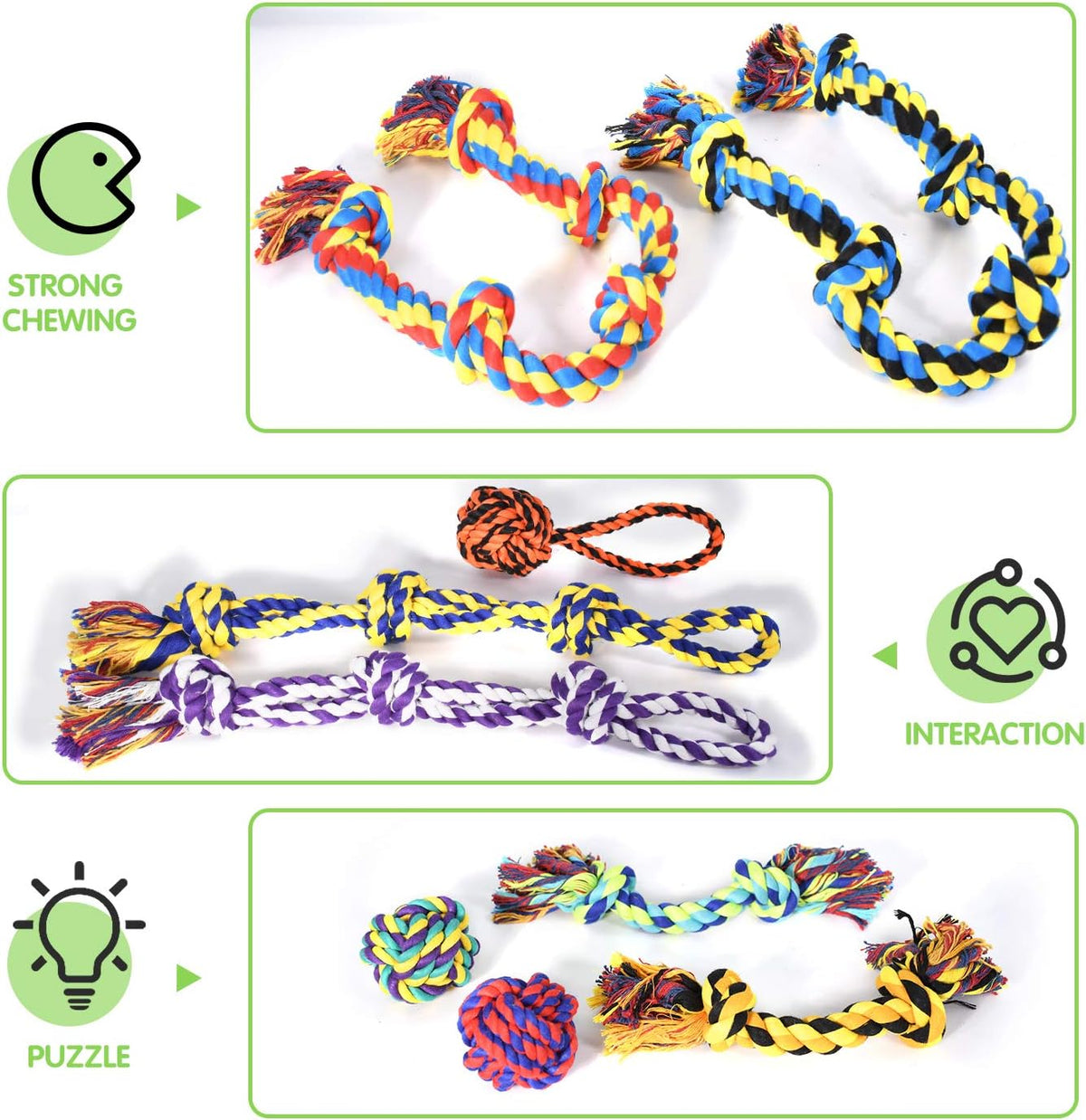 SHARLOVY Large Tough Chew Toys for Aggressive Chewers, 9 Pack Dog Rope Toys