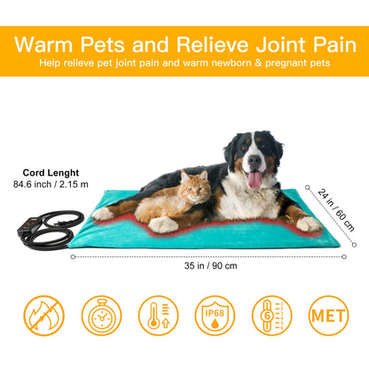 Toozey Cat Heating Pad for Cats & Dogs, Heated Bed Mat, 18 x 16 in, Grey