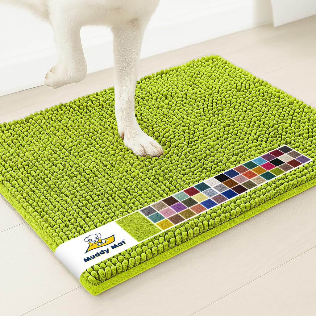 Muddy Mat® | Super Water Absorbent Door Mat Indoor, Microfiber Quick Dry Chenille Entryway Rug, Slip Resistant Front Door Mat, Indoor Mats for Entryway, Machine Washable Pet Rug, Grey 30"x19"