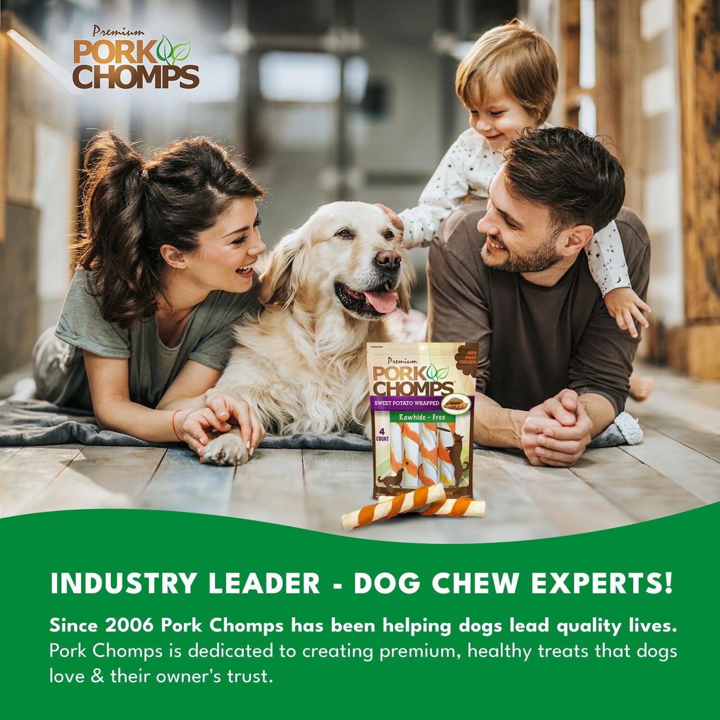 Pork Chomps Baked Pork Skin Dog Chews, 6 in Twists, Assorted Flavors, 24 Ct