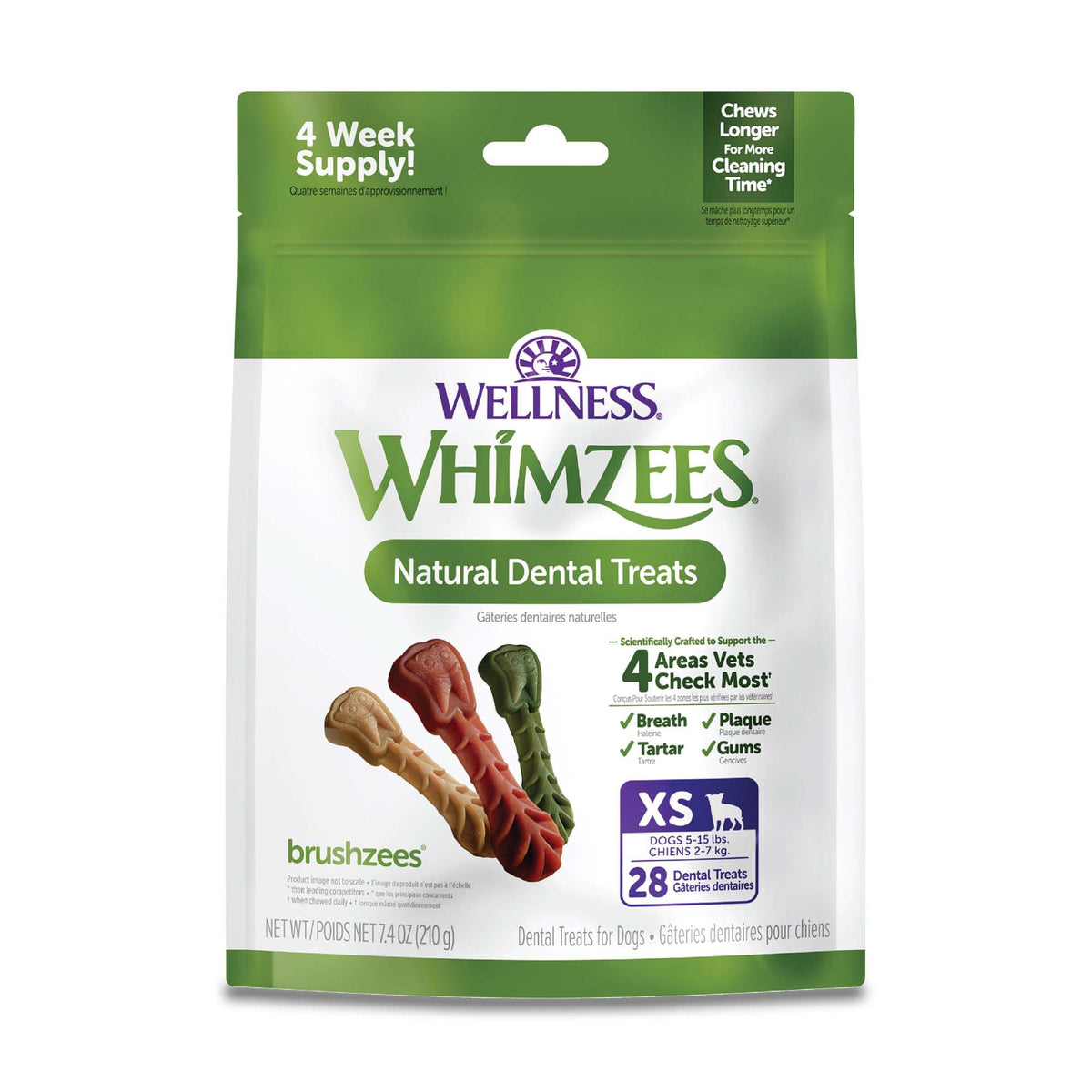 Wellness WHIMZEES Freshzees Natural Dog Dental Treat, Soft Chews, Freshens Breath, Extra-Small Size, 14.81 oz Bag, 56 Count