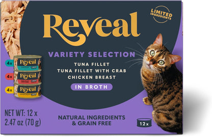 Reveal Fish & Chicken Variety in Broth Wet Cat Food 12-Pack 2.47 oz Cans