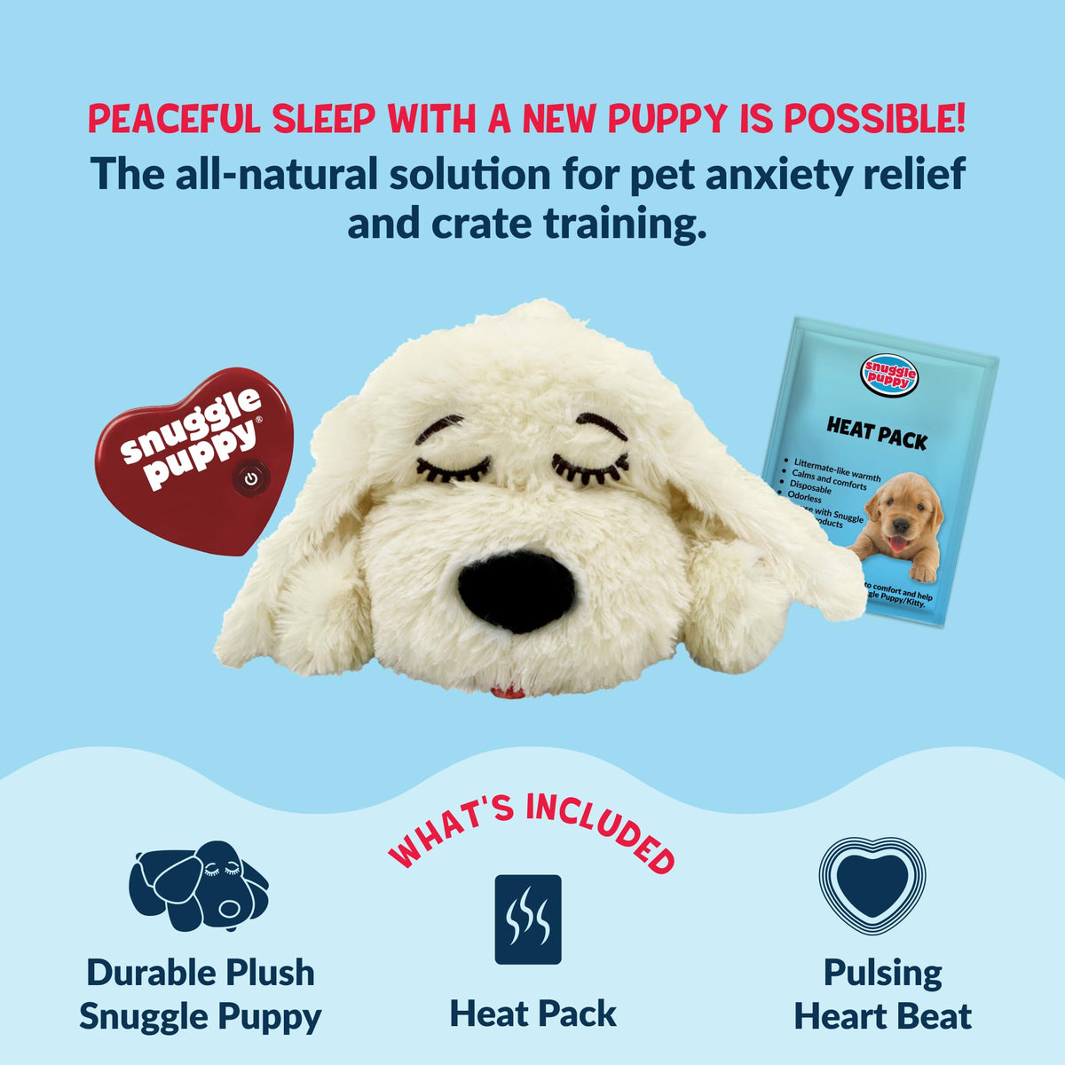 Snuggle Puppy Heartbeat Toy, Calming Comfort, Medium Breeds - Biscuit