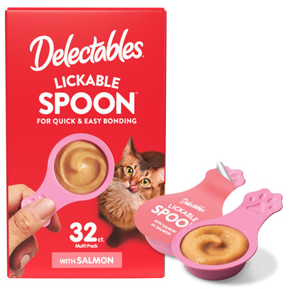 Delectables Lickable Spoon Handheld Wet Cat Treats Made with Real Chicken & Tuna, Creamy Puree, Mess Free, Quick & Easy, Grain-Free, No Added Fillers, No Added Preservatives, Variety Pack, 32ct