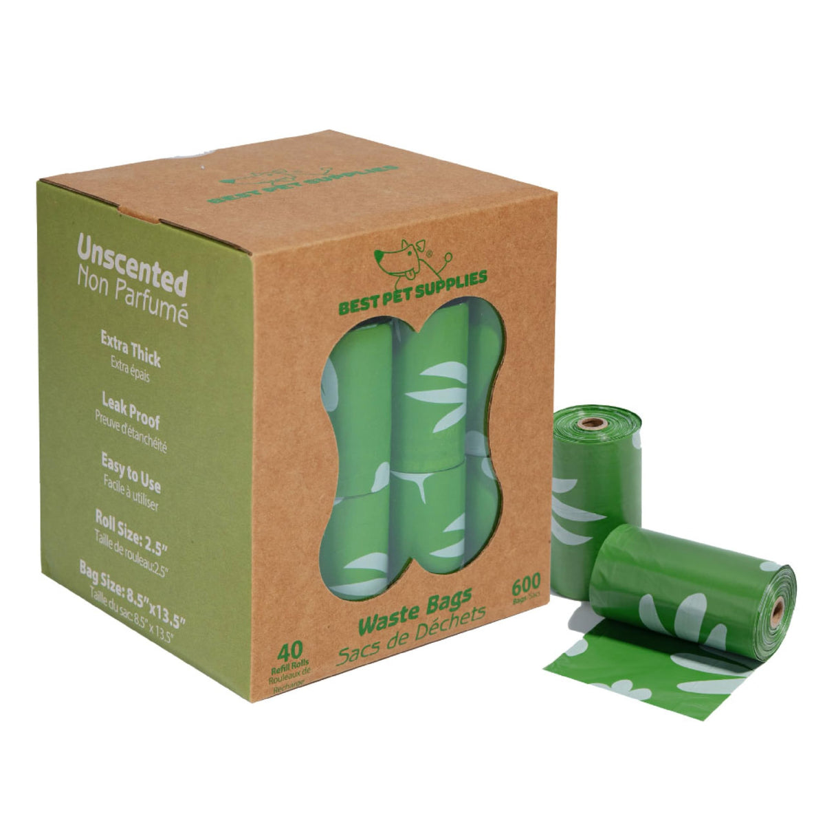 Best Pet Supplies GRS Poop Bags for Dogs - 600 Count, Green, Unscented