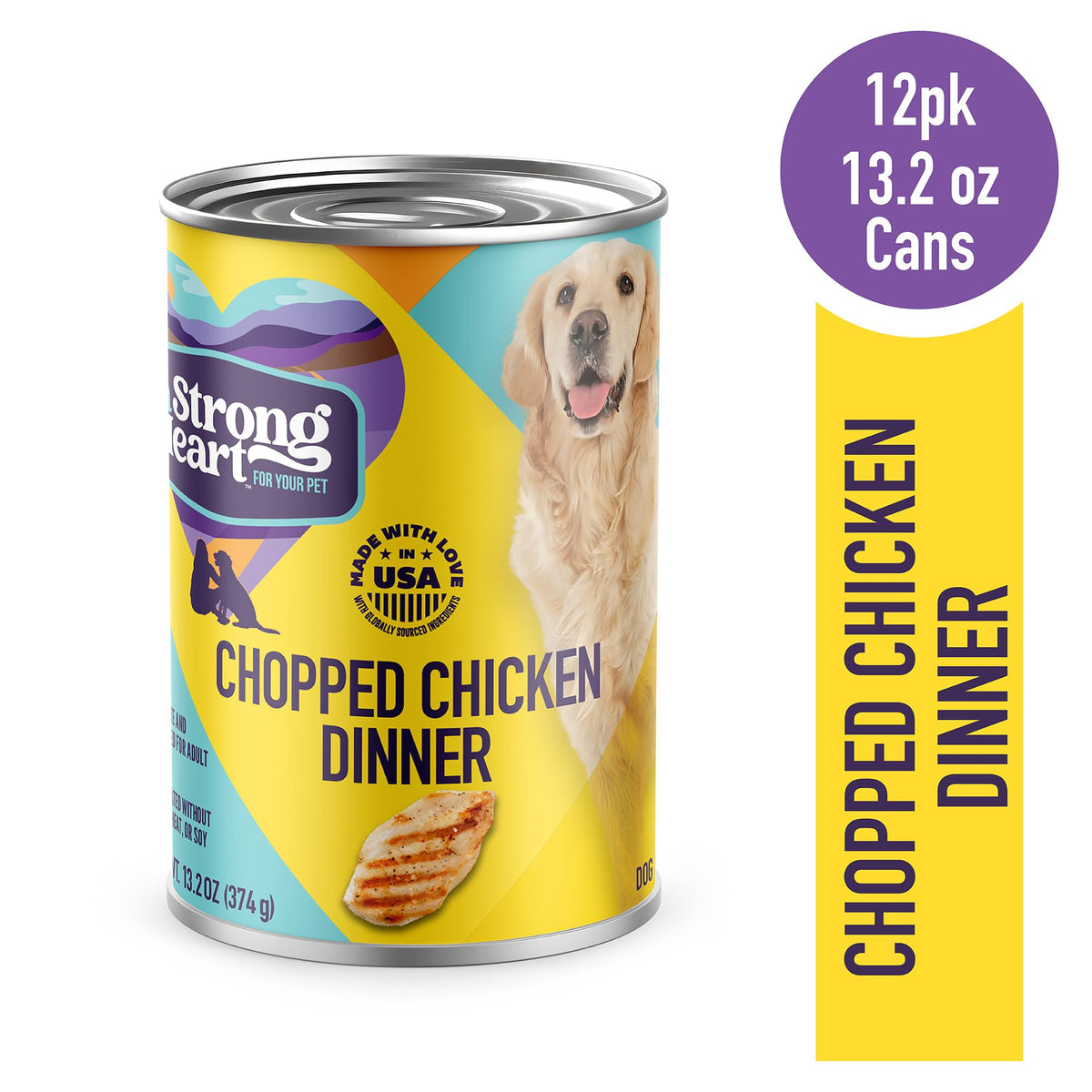 A Strong Heart Chopped Dog Food, Real Beef Dinner, 13.2oz Cans, 12pk