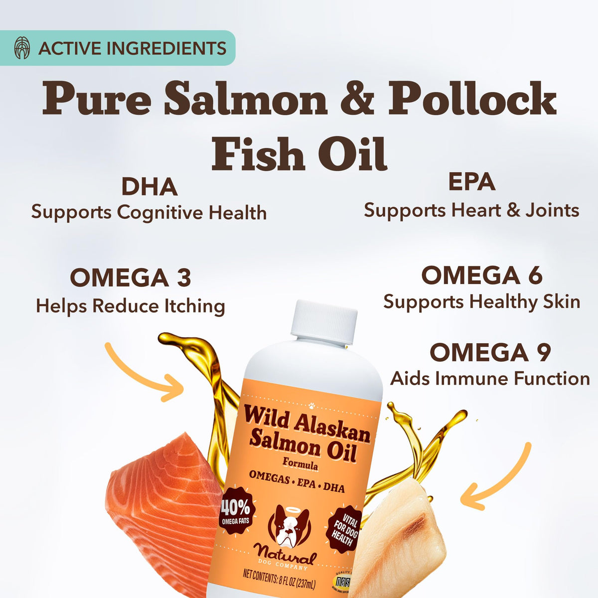 Natural Dog Company Wild Alaskan Salmon Oil for Dogs - 16 oz