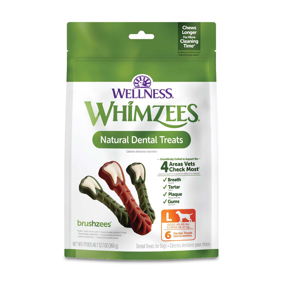 Wellness WHIMZEES Freshzees Natural Dog Dental Treat, Soft Chews, Freshens Breath, Extra-Small Size, 14.81 oz Bag, 56 Count