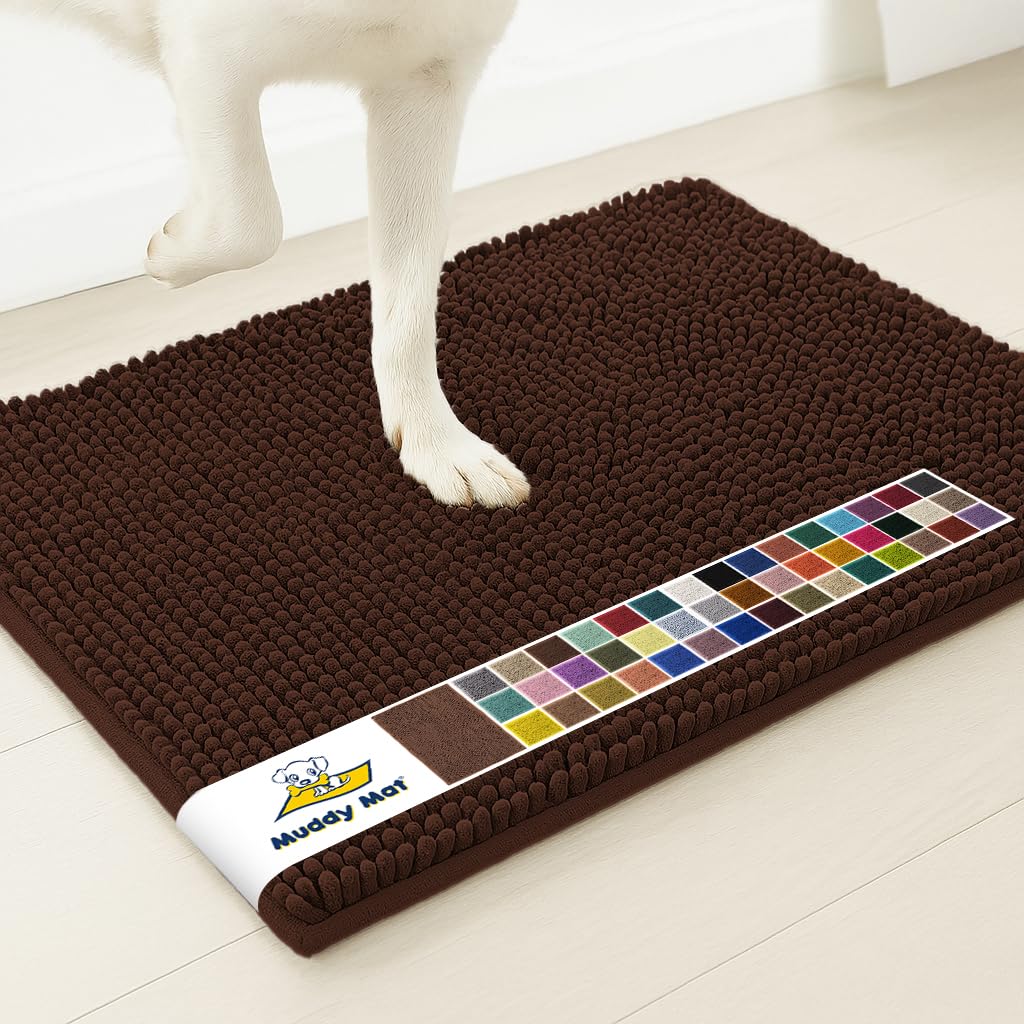 Muddy Mat® | Super Water Absorbent Door Mat Indoor, Microfiber Quick Dry Chenille Entryway Rug, Slip Resistant Front Door Mat, Indoor Mats for Entryway, Machine Washable Pet Rug, Beige 24"x36"