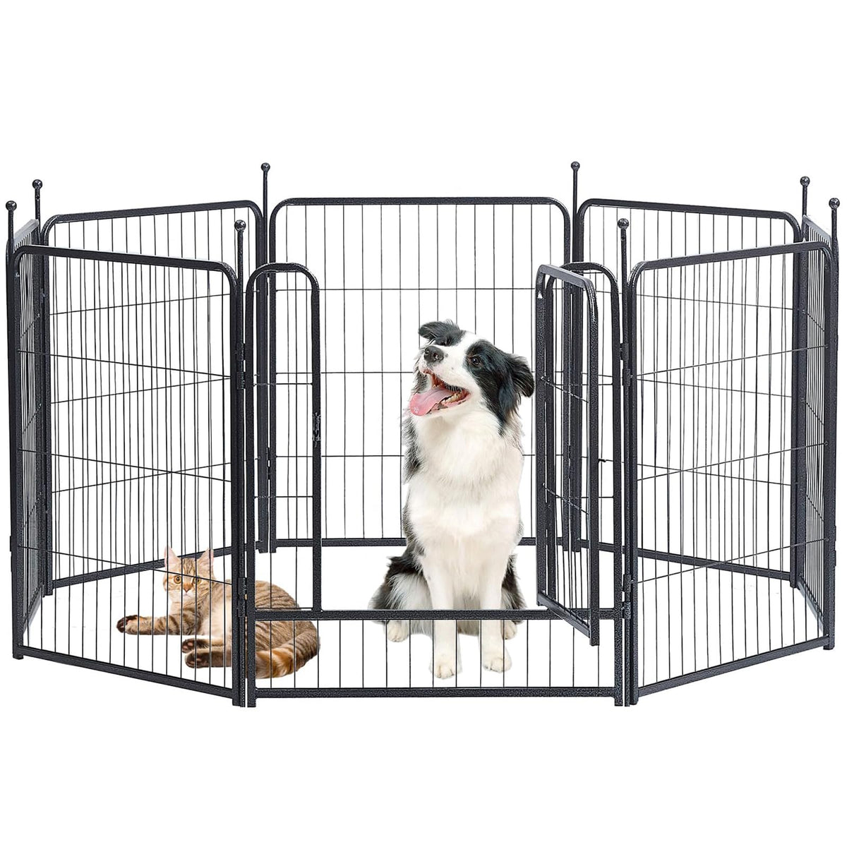 Dog Playpen,32/40/45 Inch Height in Heavy Duty, Folding Indoor Outdoor Anti-Rust Dog Exercise Fence, Portable Pet Playpen with Door for Large Medium Small Dogs and Pet (16 Panels, 32 Inch) Silver