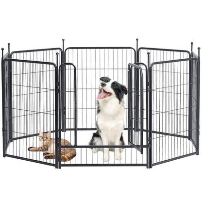 Dog Playpen,32/40/45 Inch Height in Heavy Duty, Folding Indoor Outdoor Anti-Rust Dog Exercise Fence, Portable Pet Playpen with Door for Large Medium Small Dogs and Pet (16 Panels, 32 Inch) Silver