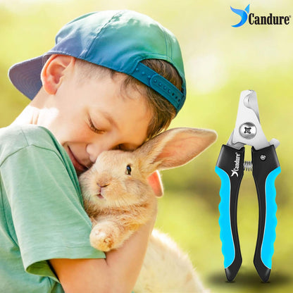 Candure Cat Nail Clippers for Indoor Cats, Rabbits, Hamsters, Birds with Precise Angled Edges to Ensure Easy & Safe Trimming Stainless Steel Cat Nail Trimmer for At-Home Cat Grooming