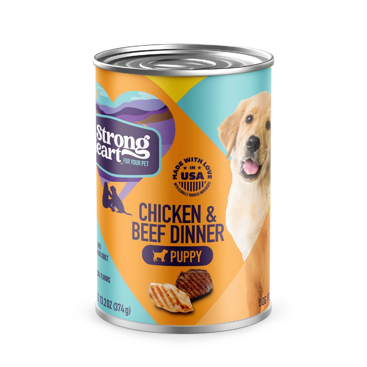 A Strong Heart Chopped Dog Food, Real Beef Dinner, 13.2oz Cans, 12pk