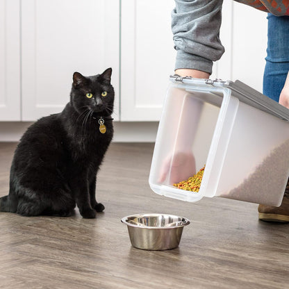 IRIS USA Dog Food Storage Container, Up to 10 lbs, Clear/Black, Made in USA