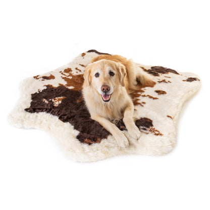 PAW BRANDS PupRug Orthopedic Memory Foam Dog Bed, White/Brown, 50x30