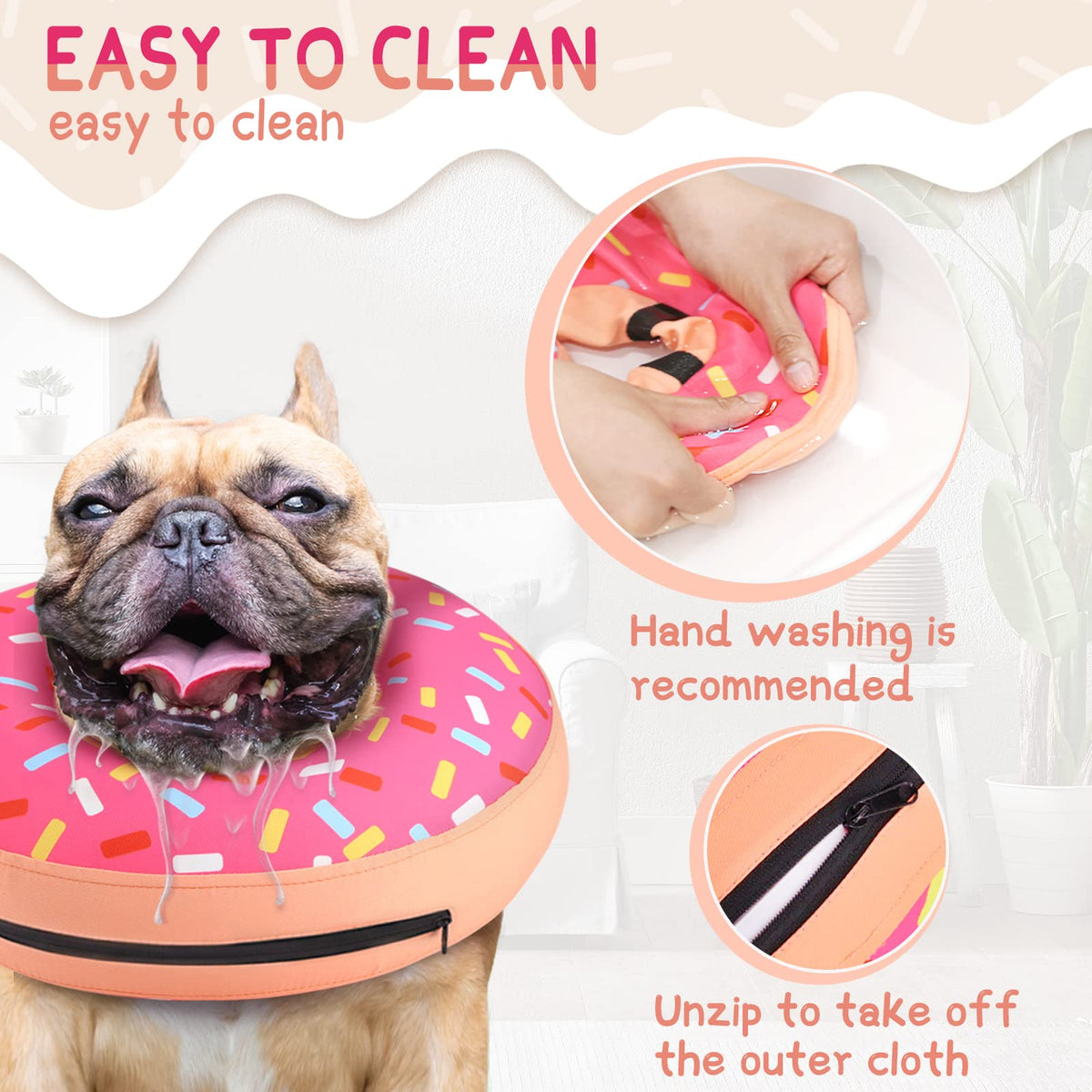 Supet Inflatable Dog Cone Collar for Small Dogs Puppies Cats, Soft Dog Cone Alternative After Surgery for Puppies Cats to Stop Licking