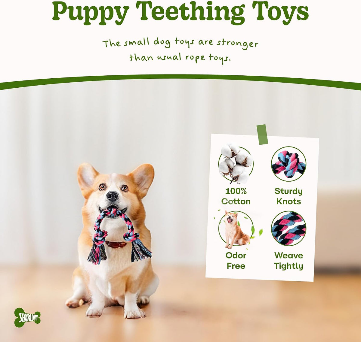 SHARLOVY Large Tough Chew Toys for Aggressive Chewers, 9 Pack Dog Rope Toys