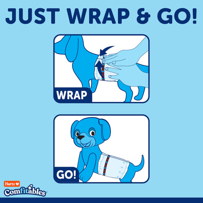 Hartz Comfitables Disposable Male Dog Wraps with Stretchy Waistband, Extra Small 12 Count