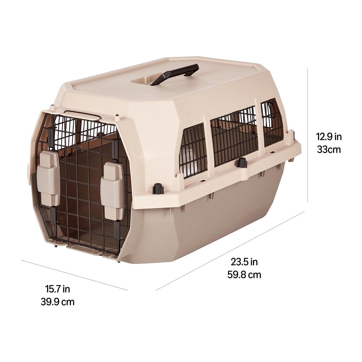 Amazon Basics Sturdy Portable 2-Door Top-Load Hard-Sided Pet Travel Carrier with Secure Ventilation, Handle, Front & Top Entry for Dogs, Cats, 22.8"L x 15"W x 13"H, Gray & Blue