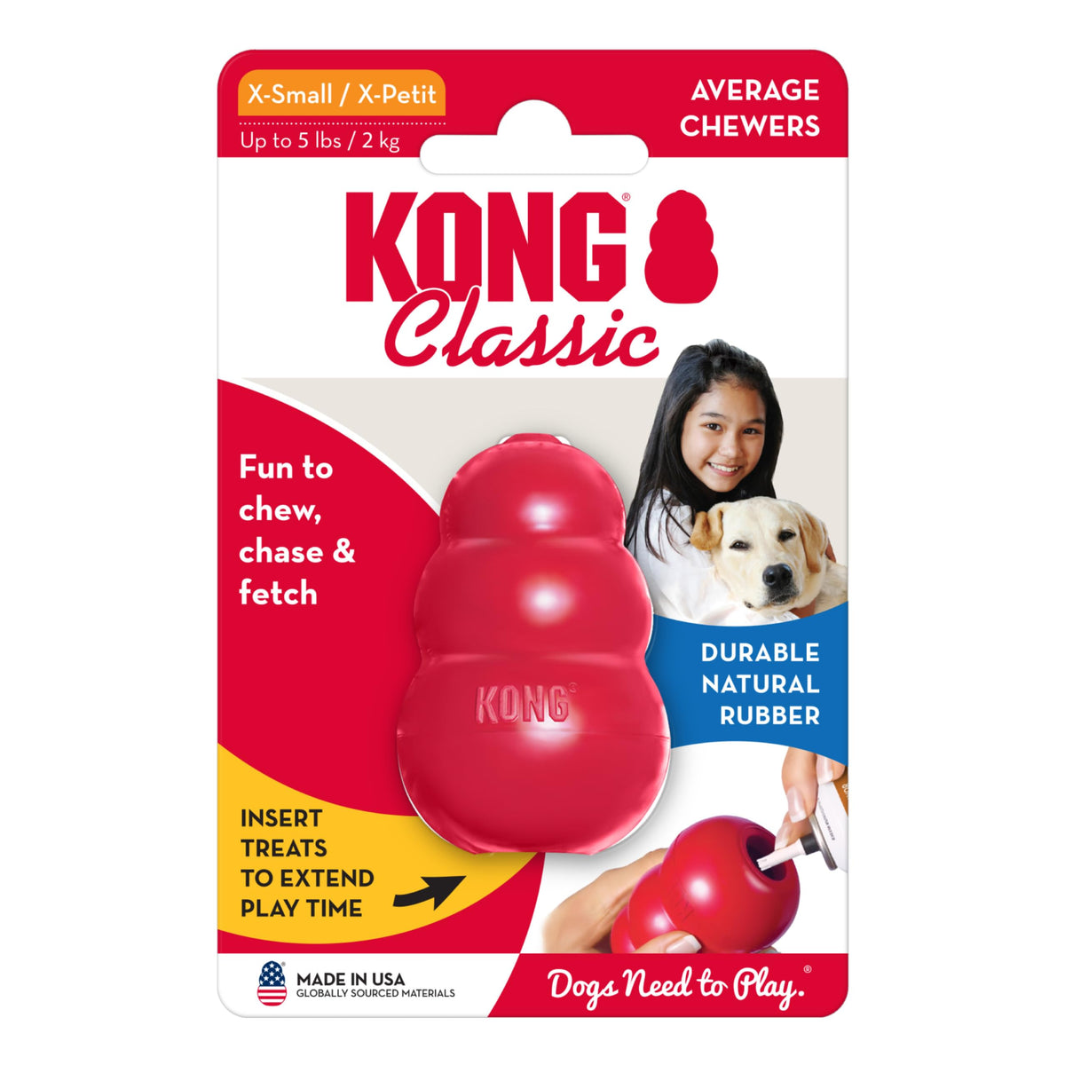 KONG Classic Stuffable Dog Toy, Natural Rubber Chew, for Large Dogs