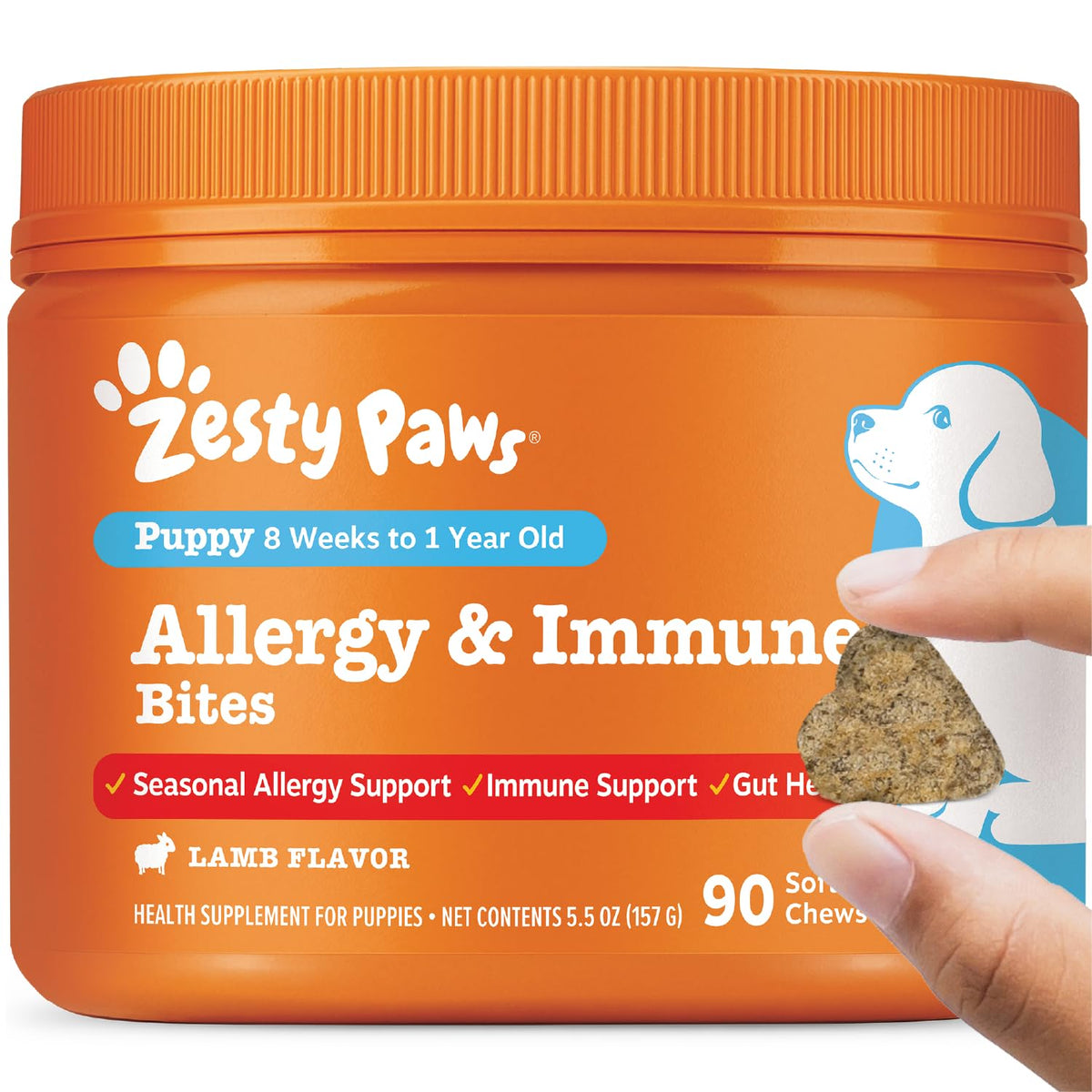 Zesty Paws Dog Allergy Chews - Dog Allergy Relief, Lamb, 90 Ct