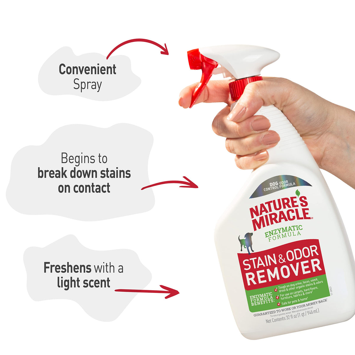 Nature’s Miracle Dog Stain & Odor Remover, Enzymatic Cleaner, 170 oz Refill