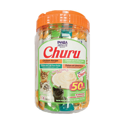 INABA Churu Cat Treats, Lickable, Squeezable Creamy Purée Cat Treat with Green Tea Extract & Taurine, 0.5 Ounces Each Tube, 20 Tubes, Chicken Variety Box