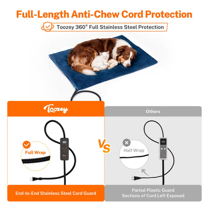 Toozey Cat Heating Pad for Cats & Dogs, Heated Bed Mat, 18 x 16 in, Grey