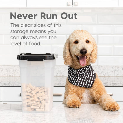 IRIS USA Dog Food Storage Container, Up to 10 lbs, Clear/Black, Made in USA