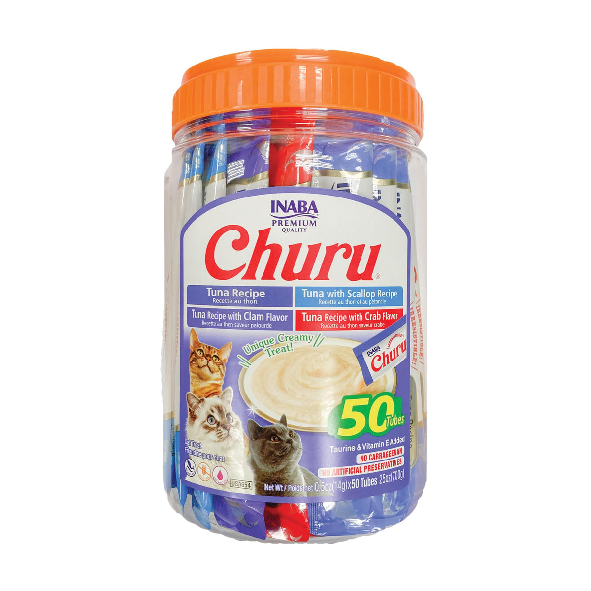 INABA Churu Cat Treats, Lickable, Squeezable Creamy Purée Cat Treat with Green Tea Extract & Taurine, 0.5 Ounces Each Tube, 20 Tubes, Chicken Variety Box