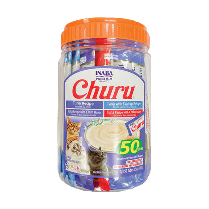 INABA Churu Cat Treats, Lickable, Squeezable Creamy Purée Cat Treat with Green Tea Extract & Taurine, 0.5 Ounces Each Tube, 20 Tubes, Chicken Variety Box