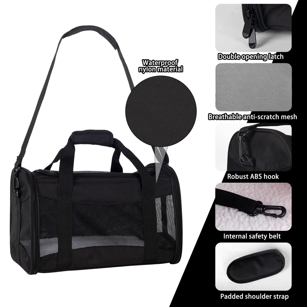 Cat Dog Carriers Soft-Sided Pet Carrier Large Cats for Medium Big Cat Small Dog Puppy up to 16lbs TSA Airline Approved Animal Collapsible Cat Carrier Carriers Travel Carrier Cat Bag (17x11x11)