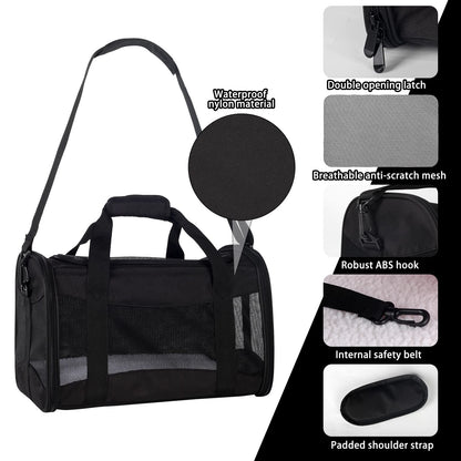 Cat Dog Carriers Soft-Sided Pet Carrier Large Cats for Medium Big Cat Small Dog Puppy up to 16lbs TSA Airline Approved Animal Collapsible Cat Carrier Carriers Travel Carrier Cat Bag (17x11x11)