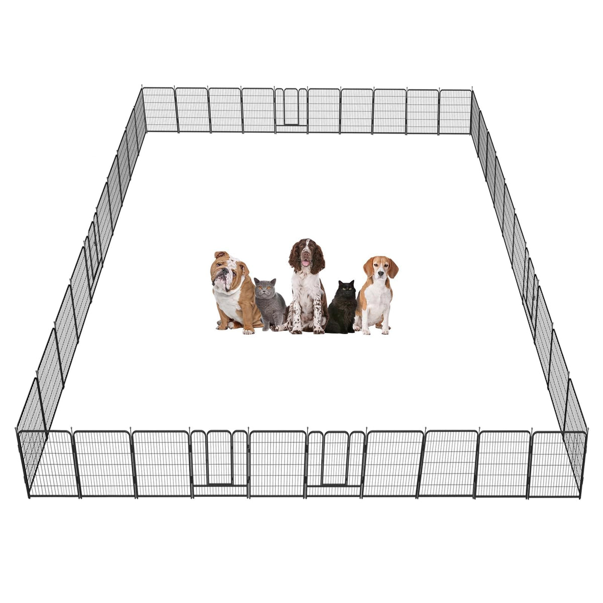 Dog Playpen,32/40/45 Inch Height in Heavy Duty, Folding Indoor Outdoor Anti-Rust Dog Exercise Fence, Portable Pet Playpen with Door for Large Medium Small Dogs and Pet (16 Panels, 32 Inch) Silver