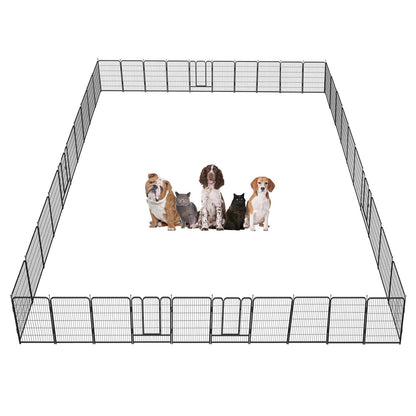 Dog Playpen,32/40/45 Inch Height in Heavy Duty, Folding Indoor Outdoor Anti-Rust Dog Exercise Fence, Portable Pet Playpen with Door for Large Medium Small Dogs and Pet (16 Panels, 32 Inch) Silver