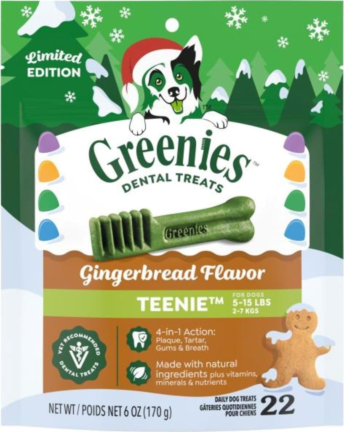 Greenies Teenie Natural Dental Dog Treats, Fresh Mint Flavor, 43 Count