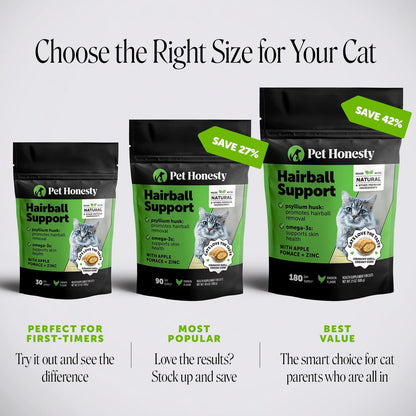 Cat Hairball Remedy Treats - Dual Texture Crunchy Creamy Hairball Treatment for Cats, Furball Relief Control Supplement with Fiber, Fish Oil for Indoor Cats Skin Coat Digestion (90-Day Supply)