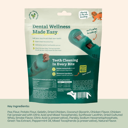 WOOF Bite n' Brush Dog Dental Sticks, Refills for Chew Toy, Chicken, 2 Pack