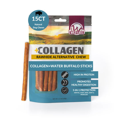 Wild Eats Real Duck Collagen Bully Sticks for Dogs, 25 Pack, Rawhide Free