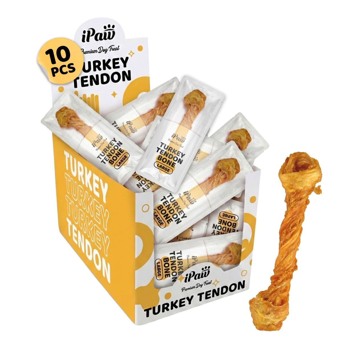 iPaw Turkey Tendon for Dogs Value Pack, All Natural Human Grade Puppy Chew