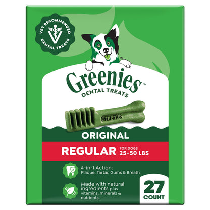 Greenies Regular Dental Dog Treats, Original Chicken Flavor, 36 Count
