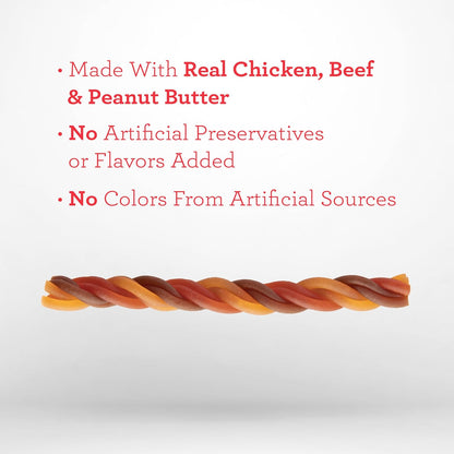 DreamBone Peanut Butter Twisties Rawhide-Free Dog Treats, 25 Count