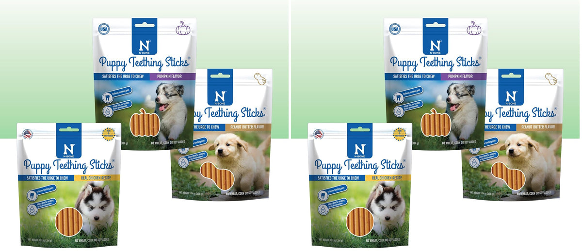 N-Bone Puppy Teething Rings, Chicken Flavor, Natural Puppy Teething Chews & Chew Treats, Helps Soothe Teething Gums, Calcium Enriched, 6 Rings