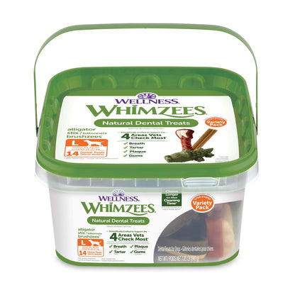 Wellness WHIMZEES Value Pack Natural Dog Dental Treat, Chews, Freshens Breath, Large Size, 50.9 oz Box, 24 Count