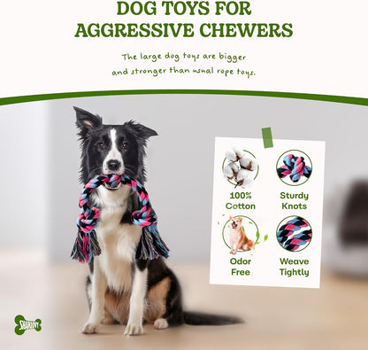 SHARLOVY Large Tough Chew Toys for Aggressive Chewers, 9 Pack Dog Rope Toys