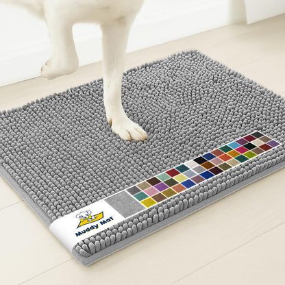 Muddy Mat® | Super Water Absorbent Door Mat Indoor, Microfiber Quick Dry Chenille Entryway Rug, Slip Resistant Front Door Mat, Indoor Mats for Entryway, Machine Washable Pet Rug, Black 2ft x 4ft